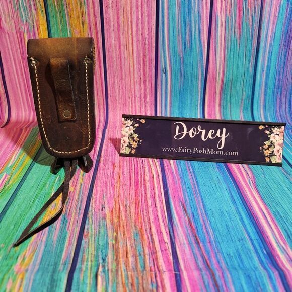 🔷️Vintage Tooled Leather Belt Loop Knife Sheath or Case Small Landscape - Picture 2 of 7